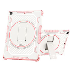 Silikon Hülle Handyhülle und Kunststoff Schutzhülle Hartschalen Tasche mit Ständer L03 für Apple New iPad 9.7 (2017) Rosa
