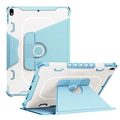Silikon Hülle Handyhülle und Kunststoff Schutzhülle Hartschalen Tasche mit Ständer L04 für Apple iPad Air 3 Blau