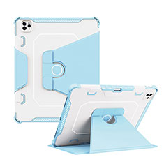 Silikon Hülle Handyhülle und Kunststoff Schutzhülle Hartschalen Tasche mit Ständer L04 für Apple iPad Pro 12.9 (2020) Blau