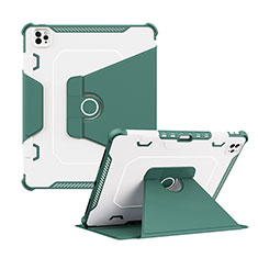Silikon Hülle Handyhülle und Kunststoff Schutzhülle Hartschalen Tasche mit Ständer L04 für Apple iPad Pro 12.9 (2020) Grün