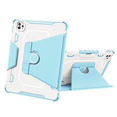 Silikon Hülle Handyhülle und Kunststoff Schutzhülle Hartschalen Tasche mit Ständer L05 für Apple iPad Pro 11 (2020) Blau