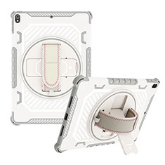 Silikon Hülle Handyhülle und Kunststoff Schutzhülle Hartschalen Tasche mit Ständer L06 für Apple iPad Air 3 Grau