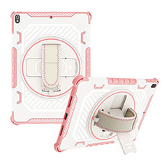 Silikon Hülle Handyhülle und Kunststoff Schutzhülle Hartschalen Tasche mit Ständer L06 für Apple iPad Air 3 Rosegold