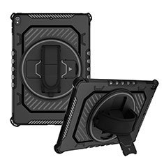 Silikon Hülle Handyhülle und Kunststoff Schutzhülle Hartschalen Tasche mit Ständer L06 für Apple iPad Air 3 Schwarz