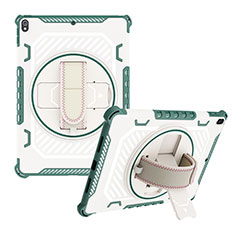 Silikon Hülle Handyhülle und Kunststoff Schutzhülle Hartschalen Tasche mit Ständer L06 für Apple iPad Pro 10.5 Grün