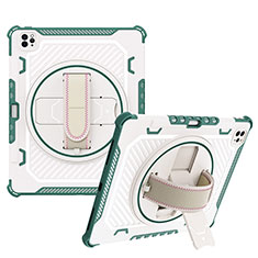 Silikon Hülle Handyhülle und Kunststoff Schutzhülle Hartschalen Tasche mit Ständer L06 für Apple iPad Pro 12.9 (2020) Grün