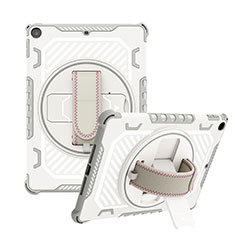 Silikon Hülle Handyhülle und Kunststoff Schutzhülle Hartschalen Tasche mit Ständer L06 für Apple New iPad 9.7 (2017) Grau