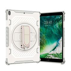 Silikon Hülle Handyhülle und Kunststoff Schutzhülle Hartschalen Tasche mit Ständer L07 für Apple iPad Air 3 Grau