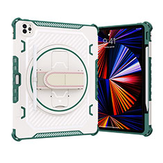 Silikon Hülle Handyhülle und Kunststoff Schutzhülle Hartschalen Tasche mit Ständer L07 für Apple iPad Pro 12.9 (2020) Grün