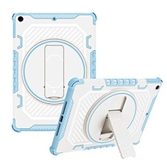 Silikon Hülle Handyhülle und Kunststoff Schutzhülle Hartschalen Tasche mit Ständer L08 für Apple iPad 10.2 (2020) Blau