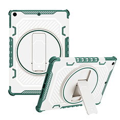 Silikon Hülle Handyhülle und Kunststoff Schutzhülle Hartschalen Tasche mit Ständer L08 für Apple iPad 10.2 (2020) Grün