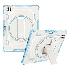 Silikon Hülle Handyhülle und Kunststoff Schutzhülle Hartschalen Tasche mit Ständer L08 für Apple iPad Pro 11 (2020) Blau