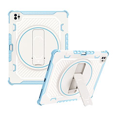 Silikon Hülle Handyhülle und Kunststoff Schutzhülle Hartschalen Tasche mit Ständer L08 für Apple iPad Pro 12.9 (2020) Blau