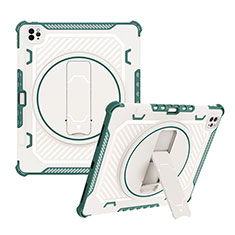 Silikon Hülle Handyhülle und Kunststoff Schutzhülle Hartschalen Tasche mit Ständer L08 für Apple iPad Pro 12.9 (2020) Grün