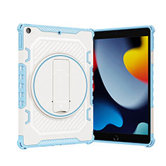 Silikon Hülle Handyhülle und Kunststoff Schutzhülle Hartschalen Tasche mit Ständer L09 für Apple iPad 10.2 (2020) Blau