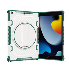 Silikon Hülle Handyhülle und Kunststoff Schutzhülle Hartschalen Tasche mit Ständer L09 für Apple iPad 10.2 (2020) Grün
