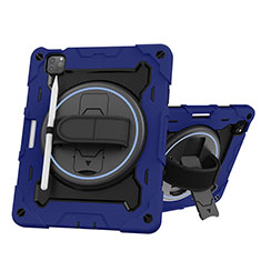 Silikon Hülle Handyhülle und Kunststoff Schutzhülle Hartschalen Tasche mit Ständer L10 für Apple iPad Pro 11 (2020) Blau