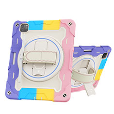 Silikon Hülle Handyhülle und Kunststoff Schutzhülle Hartschalen Tasche mit Ständer L10 für Apple iPad Pro 11 (2020) Violett