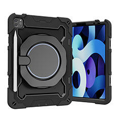 Silikon Hülle Handyhülle und Kunststoff Schutzhülle Hartschalen Tasche mit Ständer L13 für Apple iPad Pro 11 (2020) Schwarz