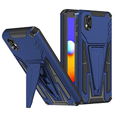 Silikon Hülle Handyhülle und Kunststoff Schutzhülle Hartschalen Tasche mit Ständer MQ1 für Samsung Galaxy A01 Core Blau