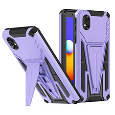 Silikon Hülle Handyhülle und Kunststoff Schutzhülle Hartschalen Tasche mit Ständer MQ1 für Samsung Galaxy A01 Core Violett