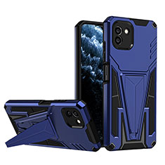 Silikon Hülle Handyhülle und Kunststoff Schutzhülle Hartschalen Tasche mit Ständer MQ1 für Samsung Galaxy A03 Blau