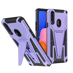 Silikon Hülle Handyhülle und Kunststoff Schutzhülle Hartschalen Tasche mit Ständer MQ1 für Samsung Galaxy A20s Violett