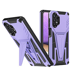 Silikon Hülle Handyhülle und Kunststoff Schutzhülle Hartschalen Tasche mit Ständer MQ1 für Samsung Galaxy A32 5G Violett