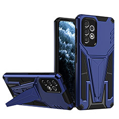 Silikon Hülle Handyhülle und Kunststoff Schutzhülle Hartschalen Tasche mit Ständer MQ1 für Samsung Galaxy A33 5G Blau