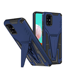 Silikon Hülle Handyhülle und Kunststoff Schutzhülle Hartschalen Tasche mit Ständer MQ1 für Samsung Galaxy A51 5G Blau