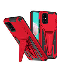 Silikon Hülle Handyhülle und Kunststoff Schutzhülle Hartschalen Tasche mit Ständer MQ1 für Samsung Galaxy A51 5G Rot