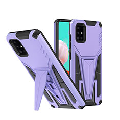Silikon Hülle Handyhülle und Kunststoff Schutzhülle Hartschalen Tasche mit Ständer MQ1 für Samsung Galaxy A51 5G Violett