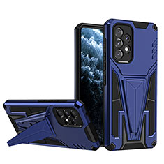 Silikon Hülle Handyhülle und Kunststoff Schutzhülle Hartschalen Tasche mit Ständer MQ1 für Samsung Galaxy A53 5G Blau