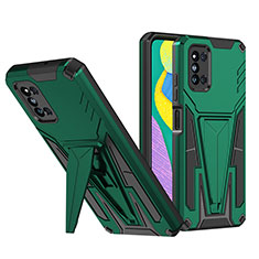 Silikon Hülle Handyhülle und Kunststoff Schutzhülle Hartschalen Tasche mit Ständer MQ1 für Samsung Galaxy F52 5G Grün