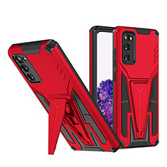 Silikon Hülle Handyhülle und Kunststoff Schutzhülle Hartschalen Tasche mit Ständer MQ1 für Samsung Galaxy S20 5G Rot