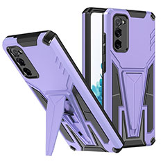 Silikon Hülle Handyhülle und Kunststoff Schutzhülle Hartschalen Tasche mit Ständer MQ1 für Samsung Galaxy S20 FE (2022) 5G Violett