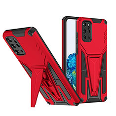 Silikon Hülle Handyhülle und Kunststoff Schutzhülle Hartschalen Tasche mit Ständer MQ1 für Samsung Galaxy S20 Plus 5G Rot