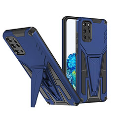 Silikon Hülle Handyhülle und Kunststoff Schutzhülle Hartschalen Tasche mit Ständer MQ1 für Samsung Galaxy S20 Plus Blau