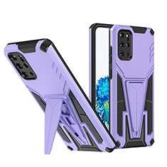 Silikon Hülle Handyhülle und Kunststoff Schutzhülle Hartschalen Tasche mit Ständer MQ1 für Samsung Galaxy S20 Plus Violett