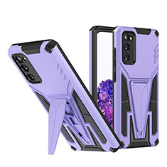 Silikon Hülle Handyhülle und Kunststoff Schutzhülle Hartschalen Tasche mit Ständer MQ1 für Samsung Galaxy S20 Violett