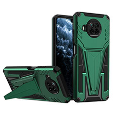 Silikon Hülle Handyhülle und Kunststoff Schutzhülle Hartschalen Tasche mit Ständer MQ1 für Xiaomi Mi 10i 5G Grün