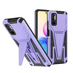 Silikon Hülle Handyhülle und Kunststoff Schutzhülle Hartschalen Tasche mit Ständer MQ1 für Xiaomi POCO M3 Pro 5G Violett
