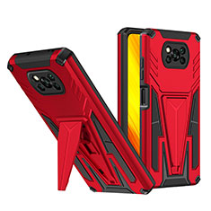 Silikon Hülle Handyhülle und Kunststoff Schutzhülle Hartschalen Tasche mit Ständer MQ1 für Xiaomi Poco X3 Rot
