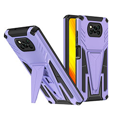 Silikon Hülle Handyhülle und Kunststoff Schutzhülle Hartschalen Tasche mit Ständer MQ1 für Xiaomi Poco X3 Violett