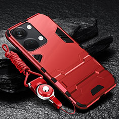 Silikon Hülle Handyhülle und Kunststoff Schutzhülle Hartschalen Tasche mit Ständer R01 für OnePlus Ace 2V 5G Rot
