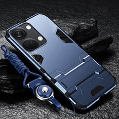 Silikon Hülle Handyhülle und Kunststoff Schutzhülle Hartschalen Tasche mit Ständer R01 für OnePlus Nord 3 5G Blau