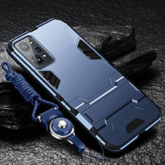Silikon Hülle Handyhülle und Kunststoff Schutzhülle Hartschalen Tasche mit Ständer R01 für Realme GT Neo 3T 5G Blau