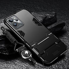 Silikon Hülle Handyhülle und Kunststoff Schutzhülle Hartschalen Tasche mit Ständer R01 für Realme GT2 Pro 5G Schwarz