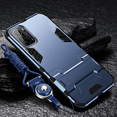 Silikon Hülle Handyhülle und Kunststoff Schutzhülle Hartschalen Tasche mit Ständer R01 für Xiaomi Mi 11X Pro 5G Blau