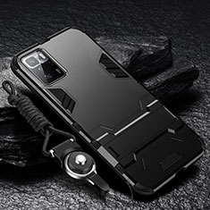 Silikon Hülle Handyhülle und Kunststoff Schutzhülle Hartschalen Tasche mit Ständer R01 für Xiaomi Poco X3 GT 5G Schwarz